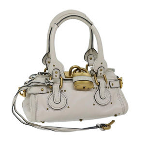 Chloe Paddington Hand Bag Leather White Auth ep3847